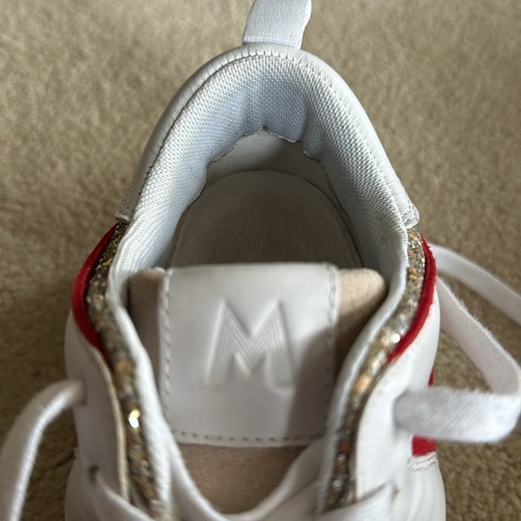 Stunning MAJE Silver Gold Glitter Running Shoes 39 or 8.5/9 White Red Unique - Picture 6 of 8